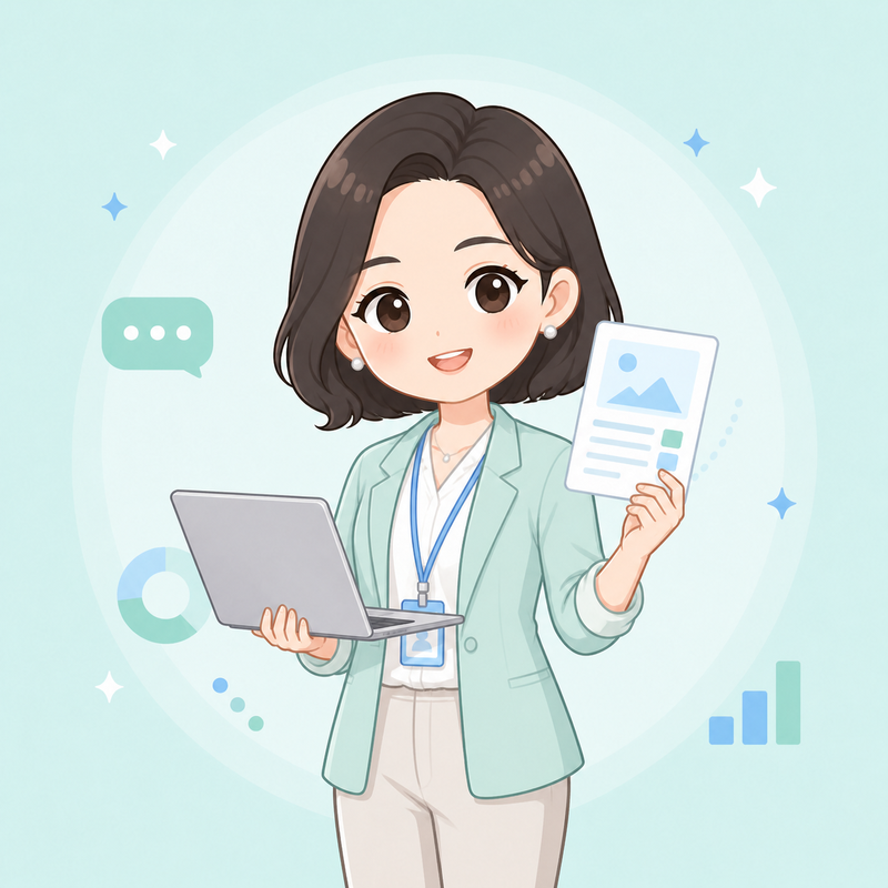 콘텐츠 지원팀 여성 치비 캐릭터